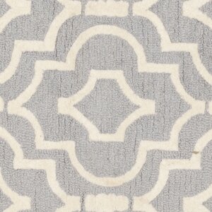 Winston Porter Cannen Handmade Hand Tufted Wool Silver Ivory Rug